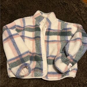 Fabletics Plush Sherpa Jacket - Pastel Plaid